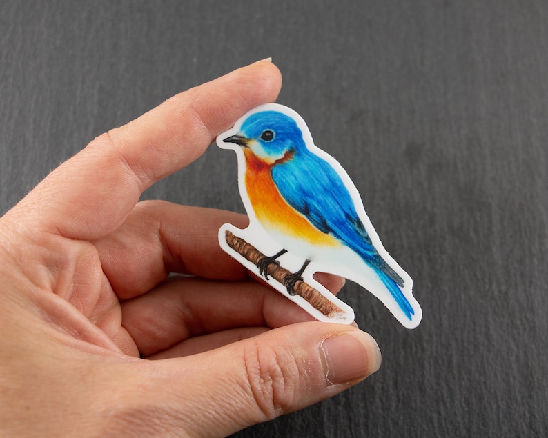 Bluebird of Happiness Sticker Decal Original Art Sticker | Etsy