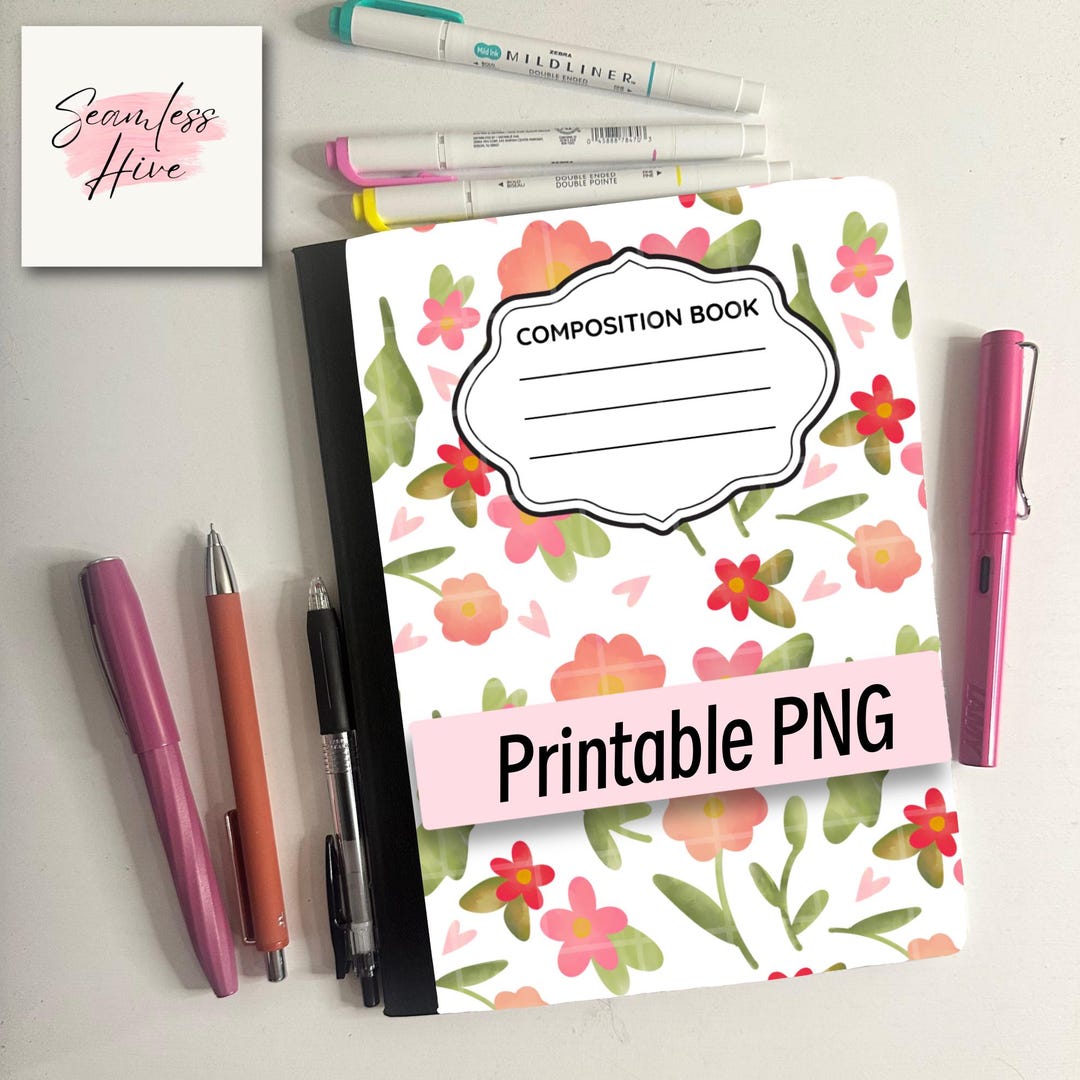 Composition Notebook Cover PNG Digital Download Printable Back to ...