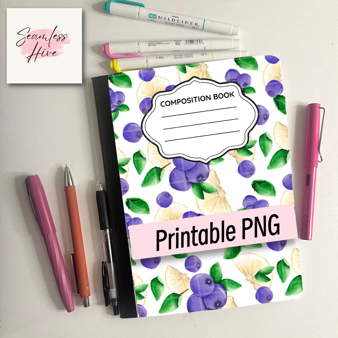 Composition Notebook Cover PNG Digital Download Printable Back to ...