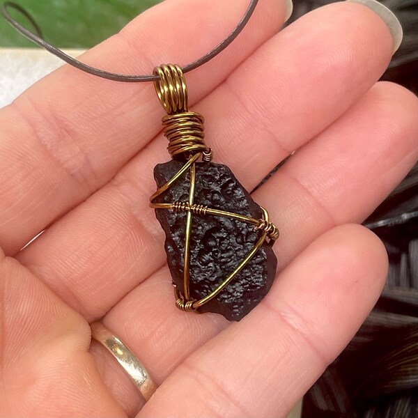 Tektite necklace, Tibetan tektite pendant, tektite stone, protective jewelry