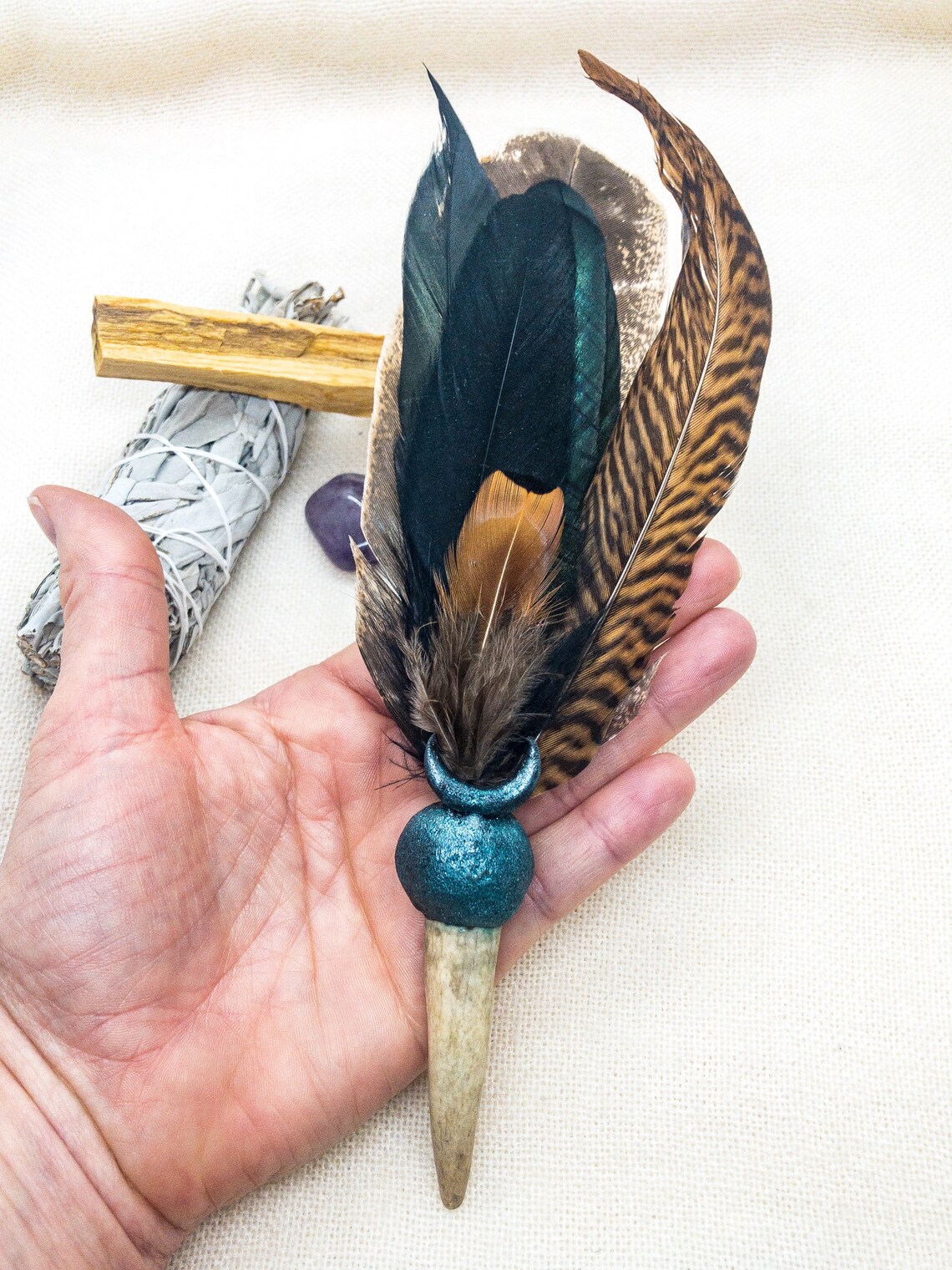 Smudge/sage feather kit ceremonial smudge feather Wiccan Etsy