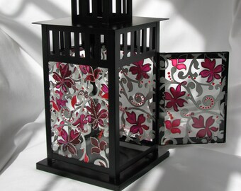 Candle Lantern hand painted, Glass candle holder Perfect Unique Gift Idea