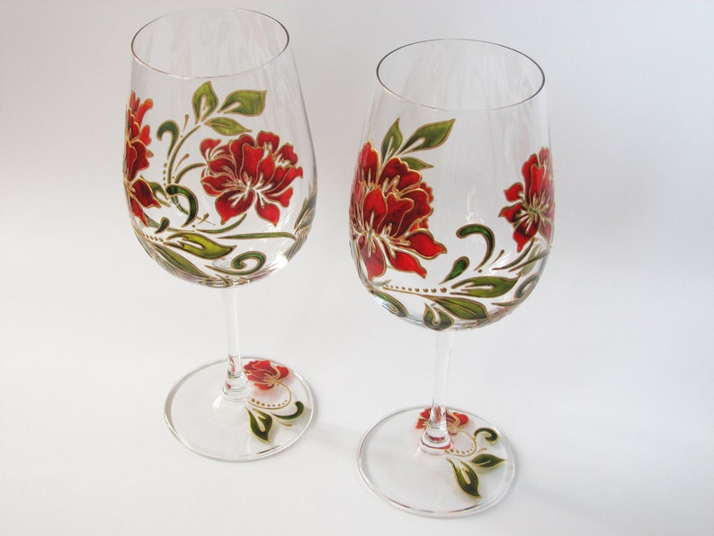 Personalized Wine Glasses Hand Painted Housewarming Gift Idea Etsy