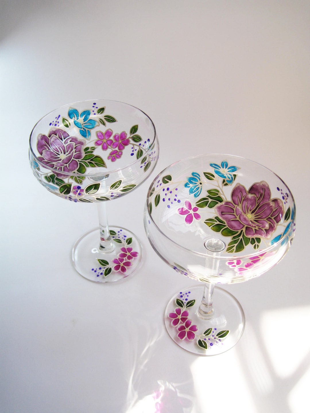 Personalized Cocktail Glasses Set Hand Painted Martini Etsy