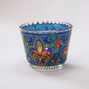 Votive candle holder hand painted, Tealight candle holder home decor