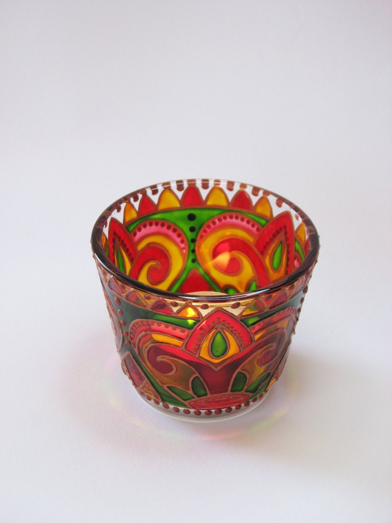 Tealight Candle Holder Stained Glass Votive Candle Holder Etsy UK