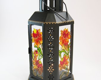 Lantern lamp patio decor, stained glass lantern sister birthday gift