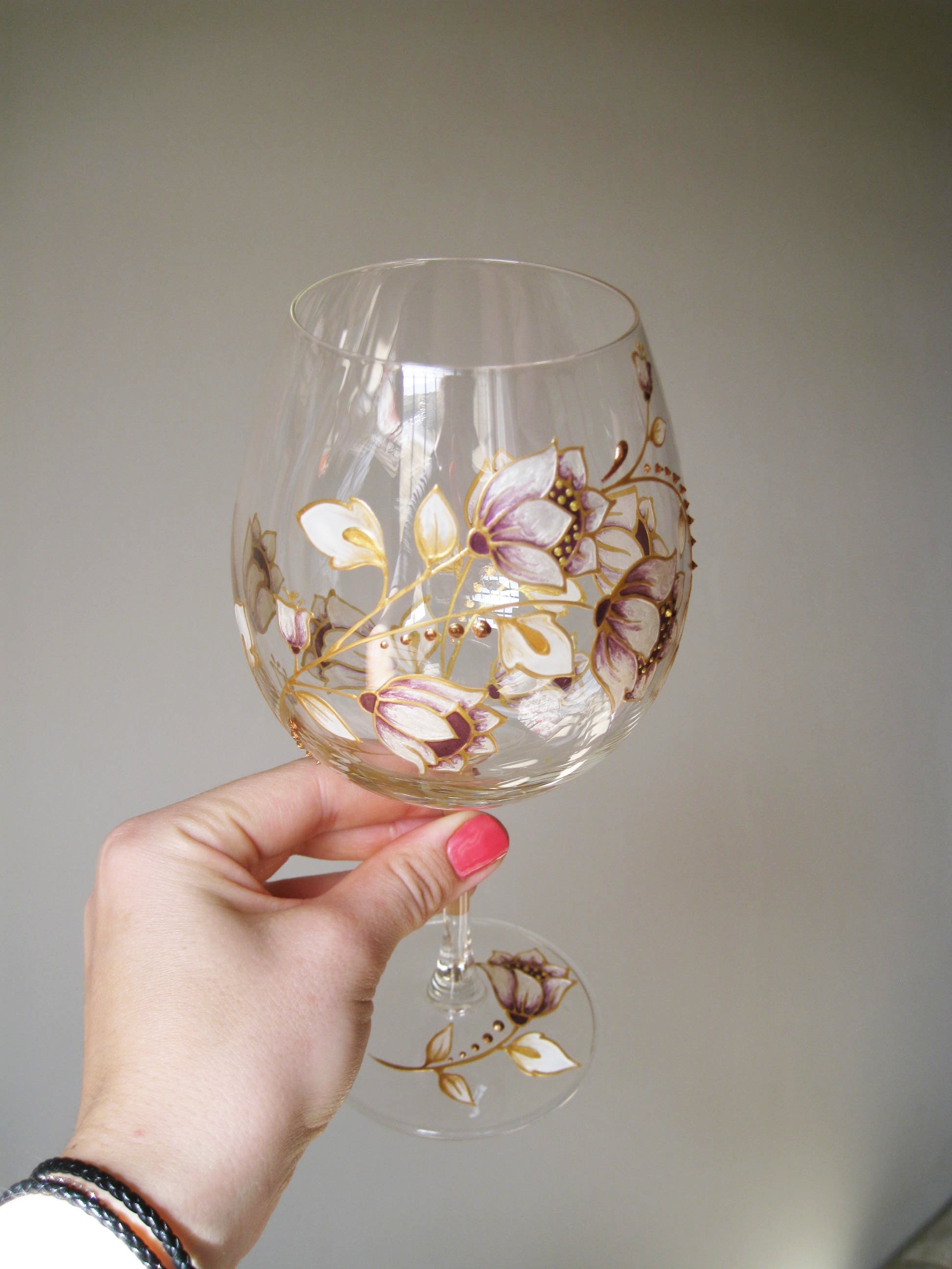 Personalized Wine glass hand painted anniversary gift for parents