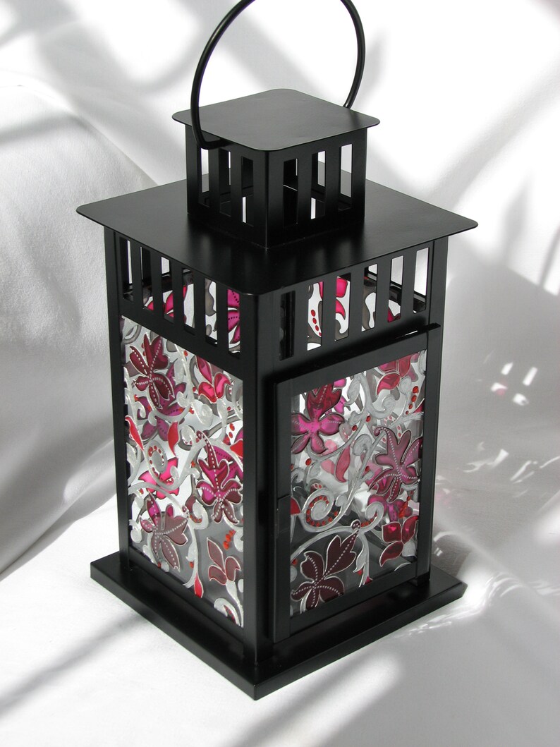 Lantern centerpiece wedding candle lantern stained glass Etsy
