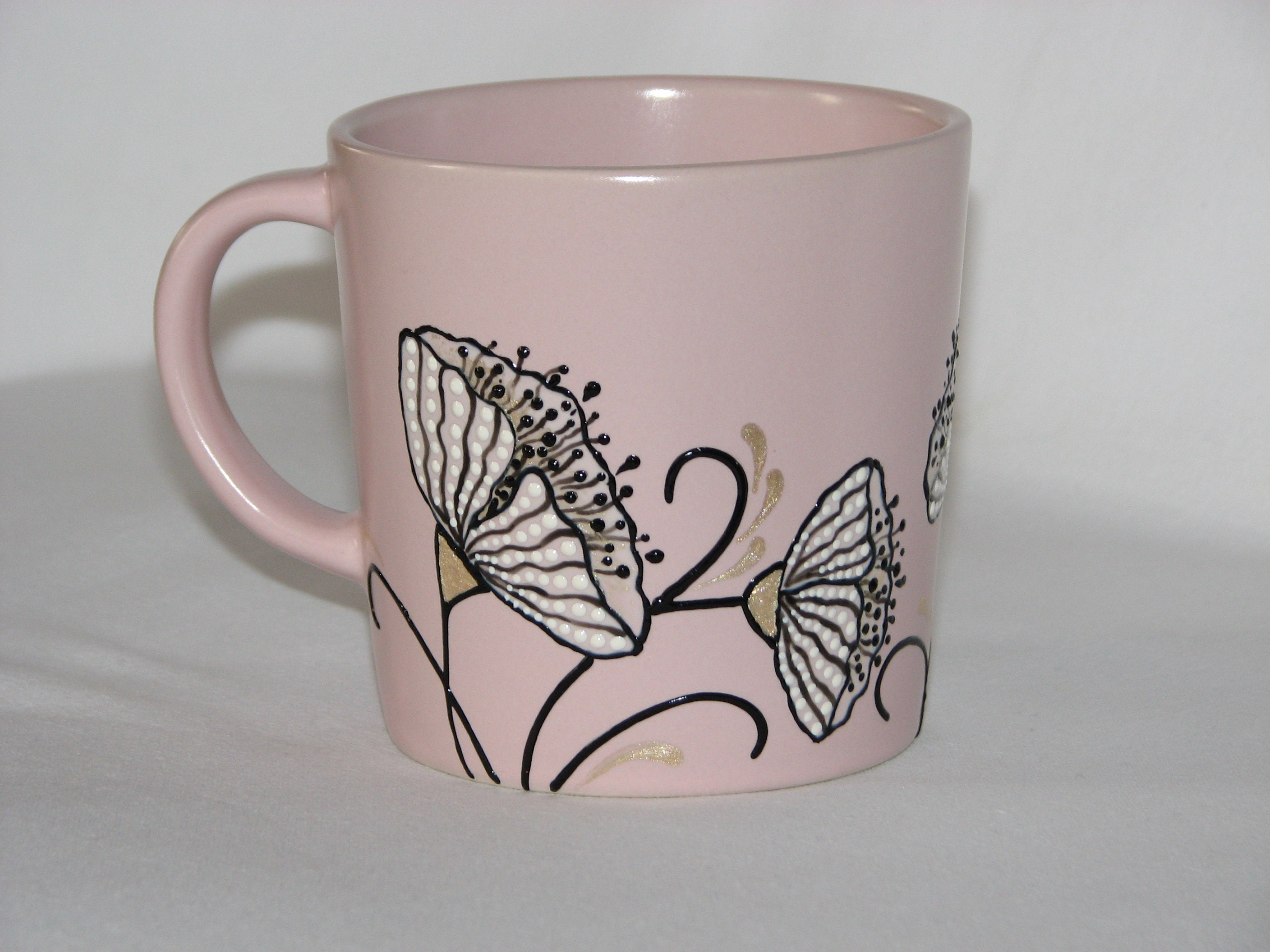 Handmade Coffee Mug with flowers godmother gift Etsy