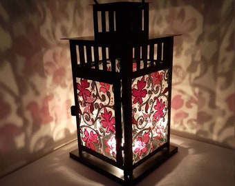 Lantern decor, lantern stained glass candle holder