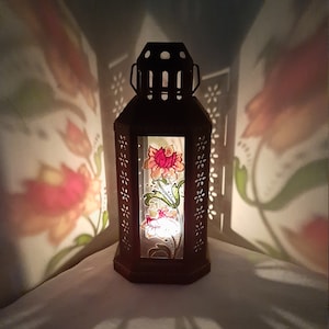 Hand-Painted Decorative Lantern – Colorful Glass Candle Holder for Home, Garden & Party Décor – Original Gift Idea