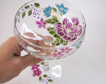Hand-Painted Cocktail Glasses, personalized martini glass, anniversary gift