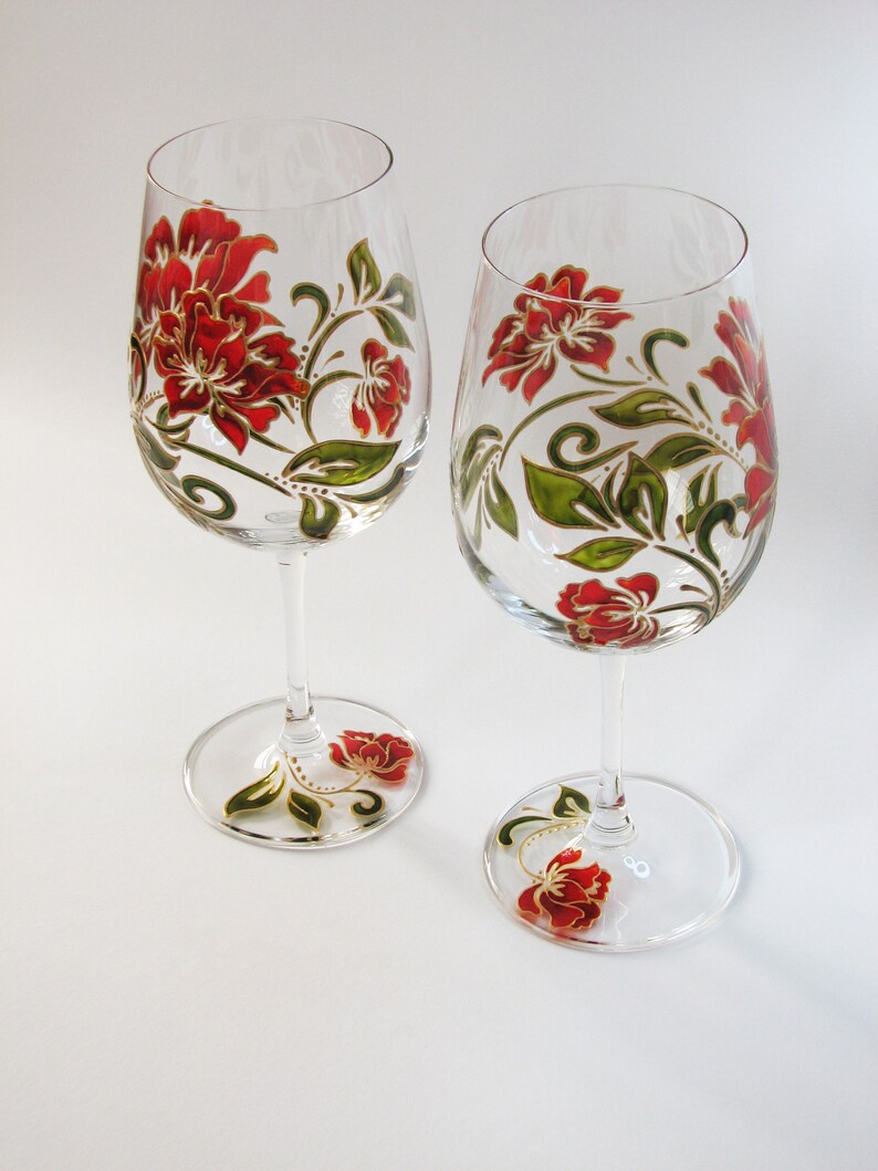 Personalized Wine Glasses Hand Painted Housewarming Gift Idea Etsy