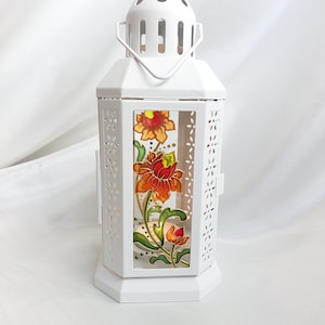 Hand-Painted Stained Glass Candle Lantern - Colorful Garden Ornament & Unique Indoor Decor - Perfect Gift, Night Light, Party Decor