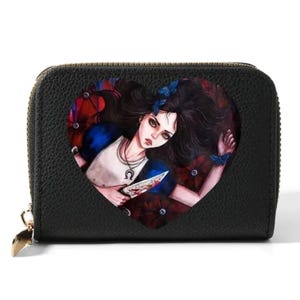 Alice in Wonderland Print Multi Card Holder Zipper Wallet With