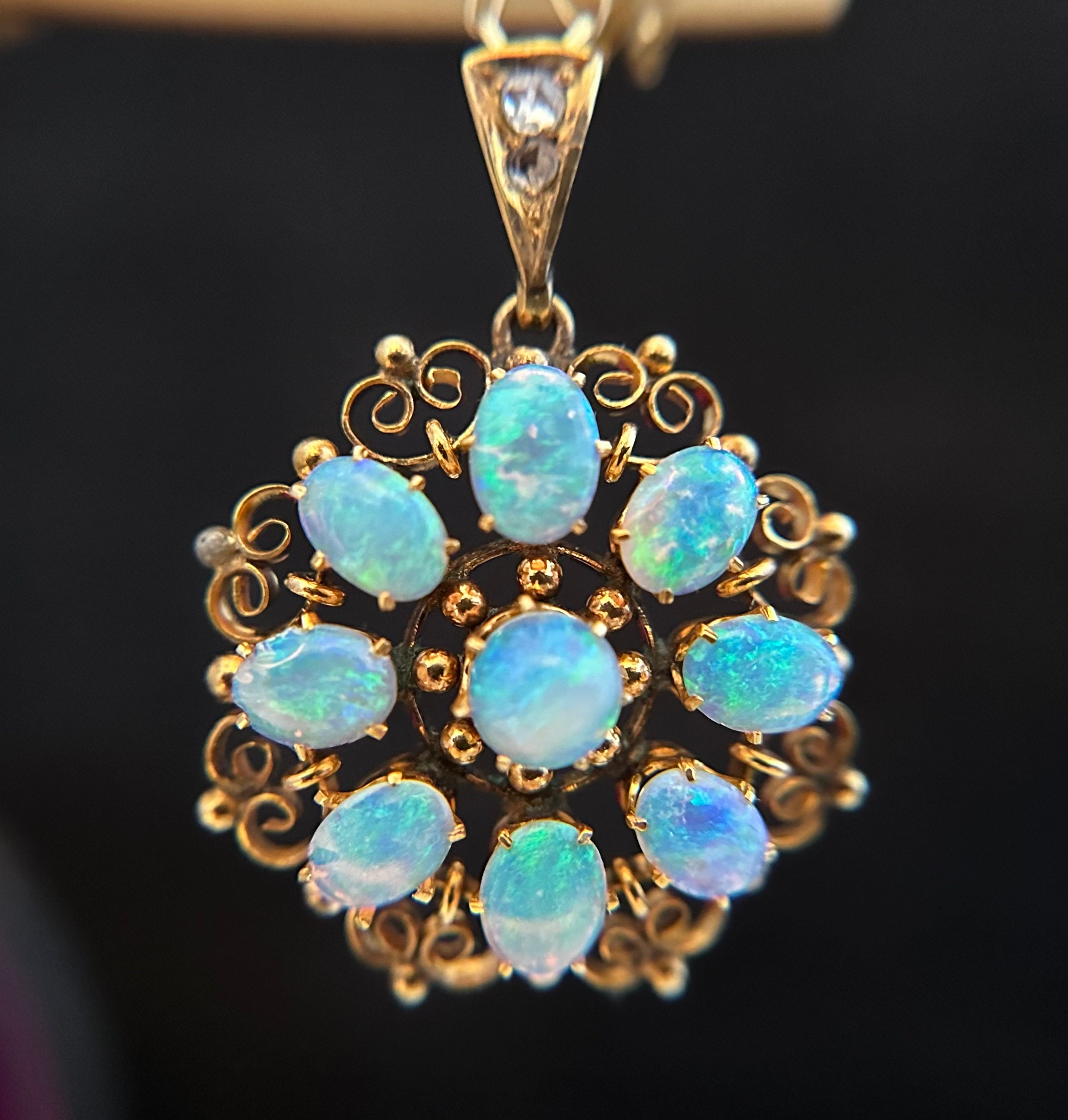 Oval Opal and Diamond Accent Vintage-Style Pendant in 10K Gold | Zales
