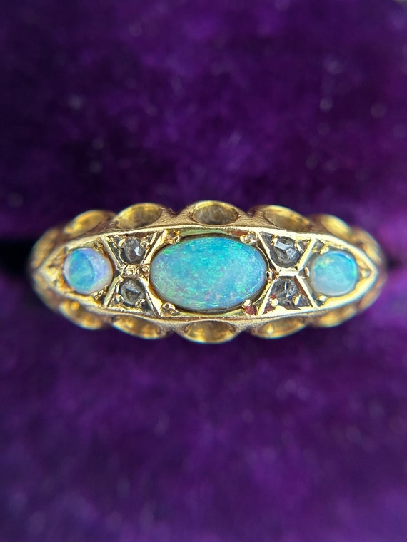 Antique Edwardian Opal Diamond Ring in 18K Gold