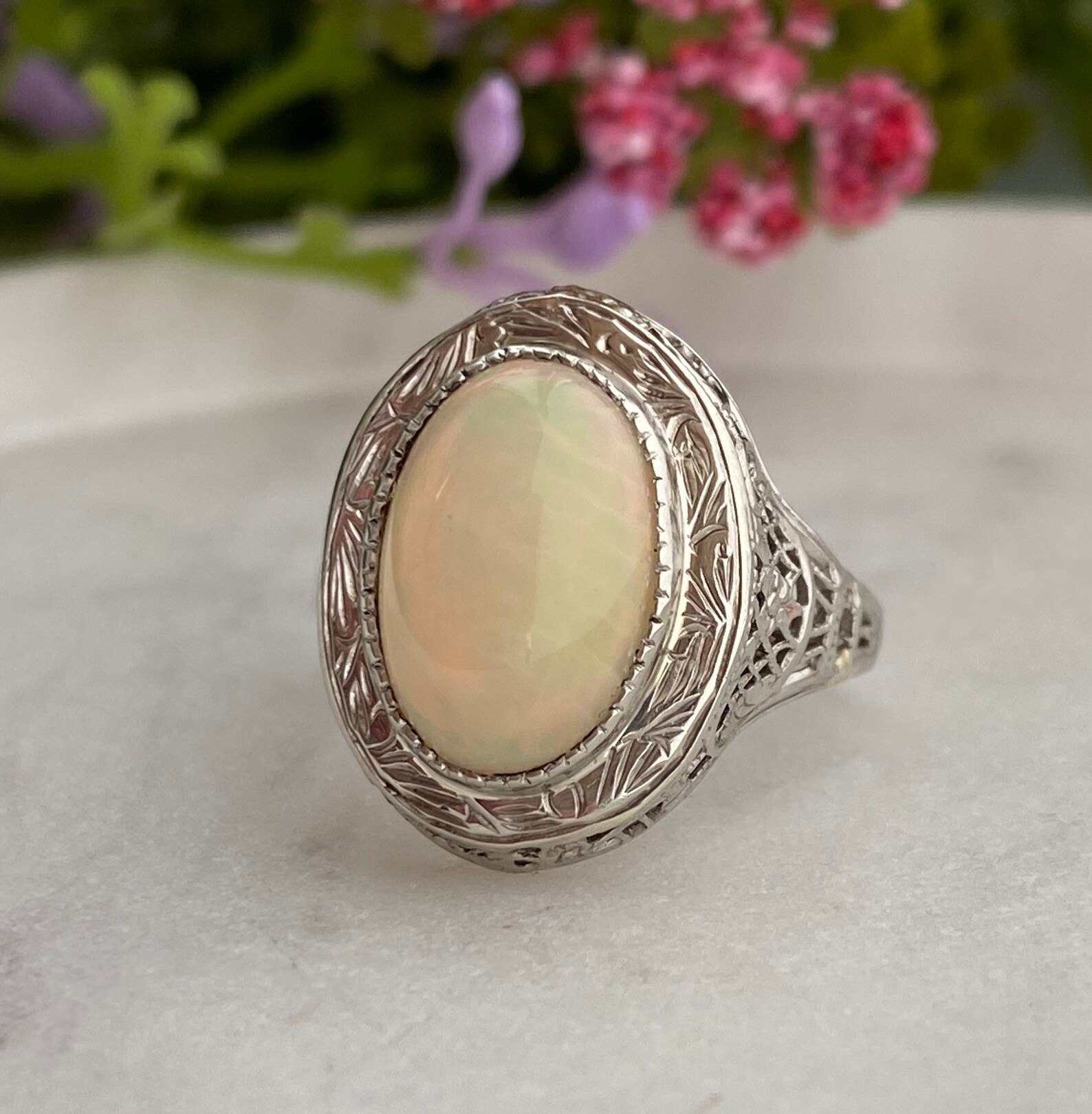 Antique Art Deco Opal Ring in 10K Gold 2.09 carats Etsy