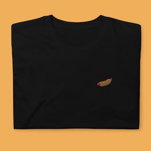 Embroidered Hot Dog T-Shirt (Short-Sleeve Unisex T-Shirt)