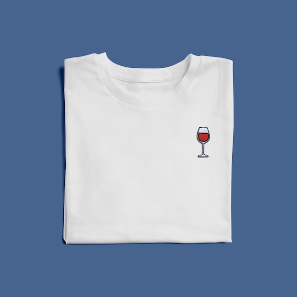 Embroidered Red Wine T-Shirt (Short-Sleeve Unisex T-Shirt)