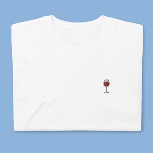 Embroidered Red Wine T-Shirt (Short-Sleeve Unisex T-Shirt)