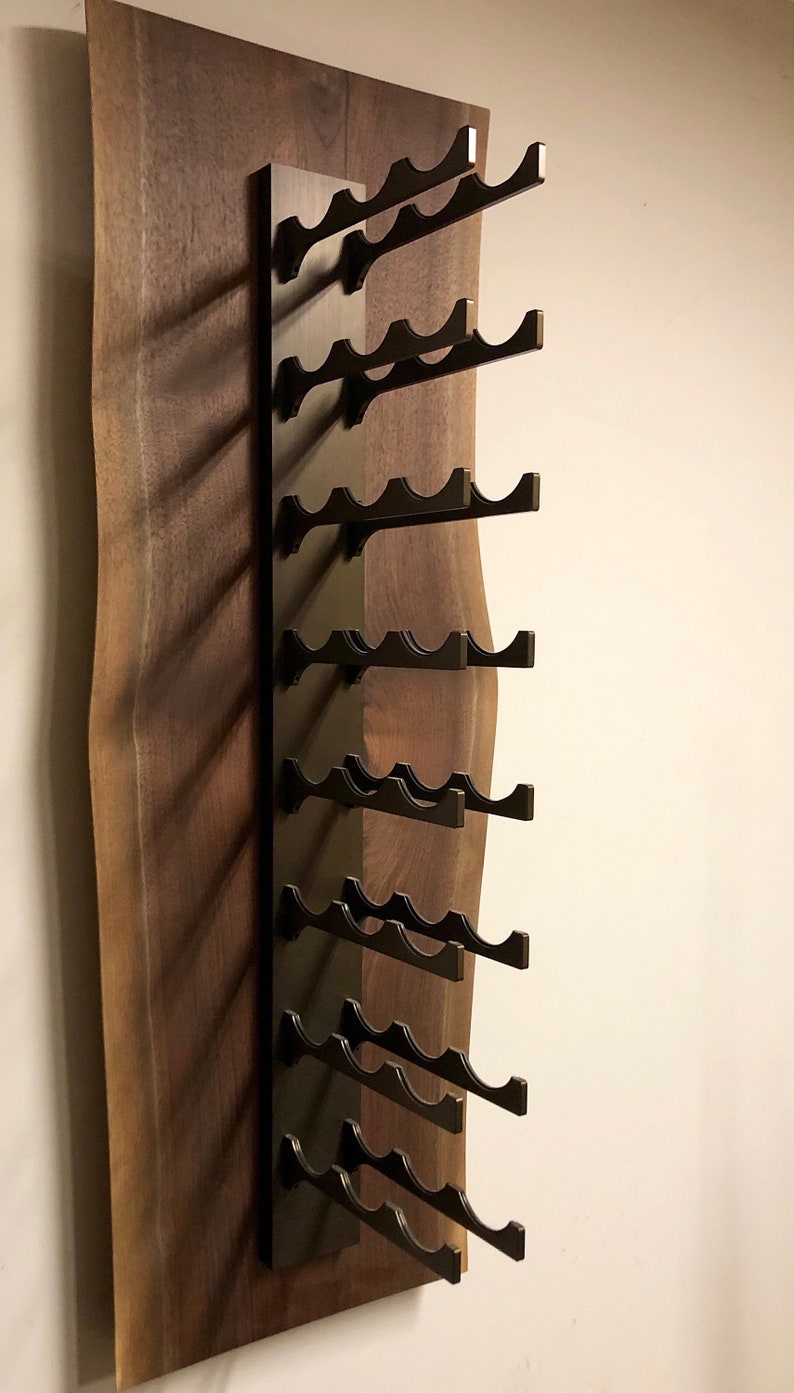Custom Live Edge Walnut Wall Mounted Wine Rack. Etsy