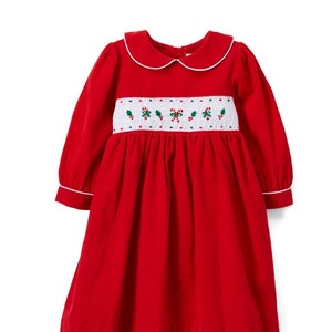 Candy Cane Embroidered Corduroy Dress (SIZES 12M-24M, 2T-4T, 4-6X)