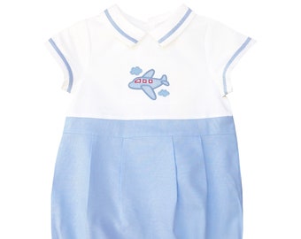 Airplane Applique Embroidered Boy Bubble