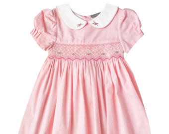 Pink Smocked Cap Sleeve Corduroy Dress