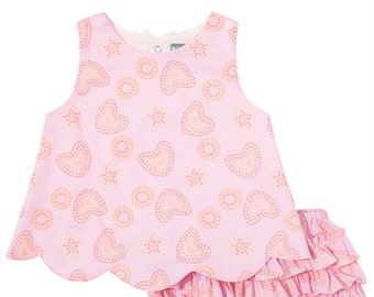 Papillon Top rosa e volant bloomers