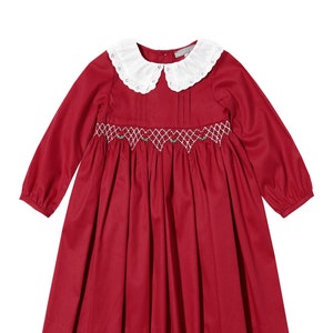 Rotes Eyelet-Kragen-Smoked-Kleid (GRÖSSEN 3 M-24 M, 2T-4T)