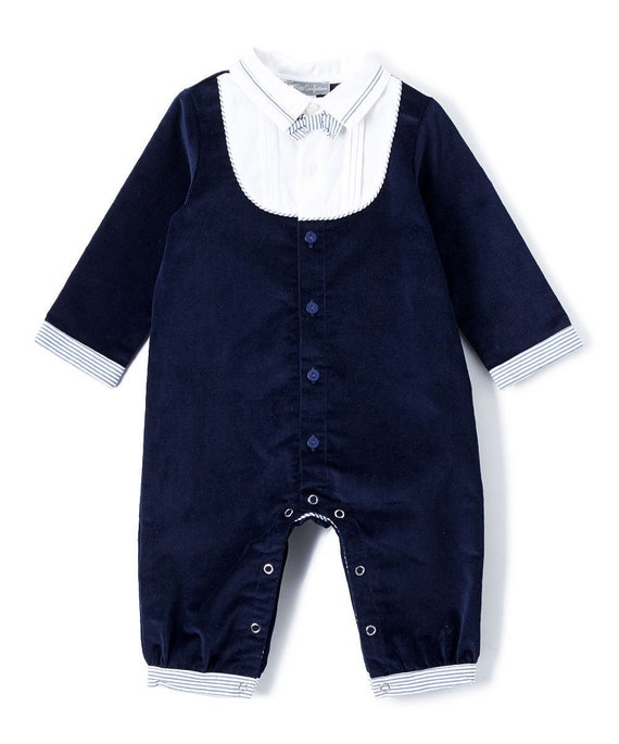 Navy & White CorduroyTuxedo Romper | Etsy