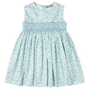 Blue Floral Smocked Dress