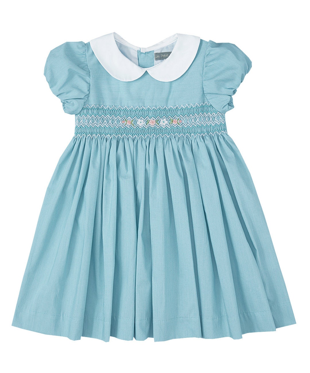 SARAH LOUISE -  Peter Pan Collar  Sleeve less Smock Dress - Blue main image 0
