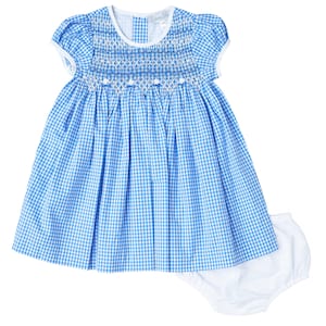 Blue Gingham Smocked Dress Set (SIZES 3M, 9M, 12M, 18M)