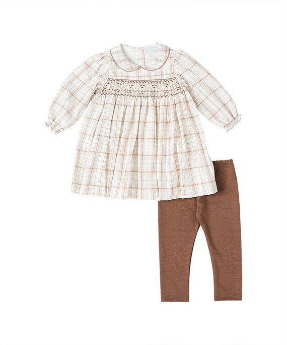 Brown \u0026 Ivory Smocked Plaid Dress and 