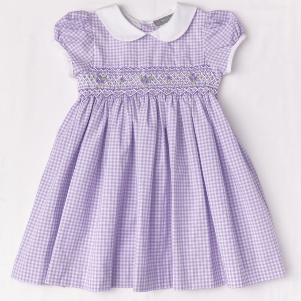 Lavender Smocked Peter Pan Collar Dress