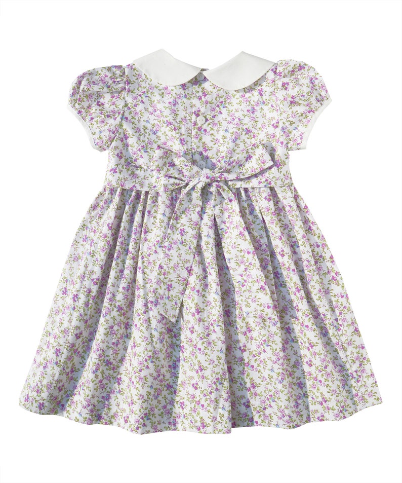 Lavender Floral Smocked Peter Pan Collar Dress - Etsy