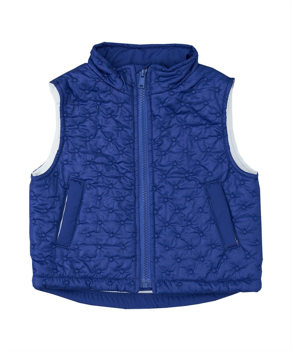 blue puffer vest