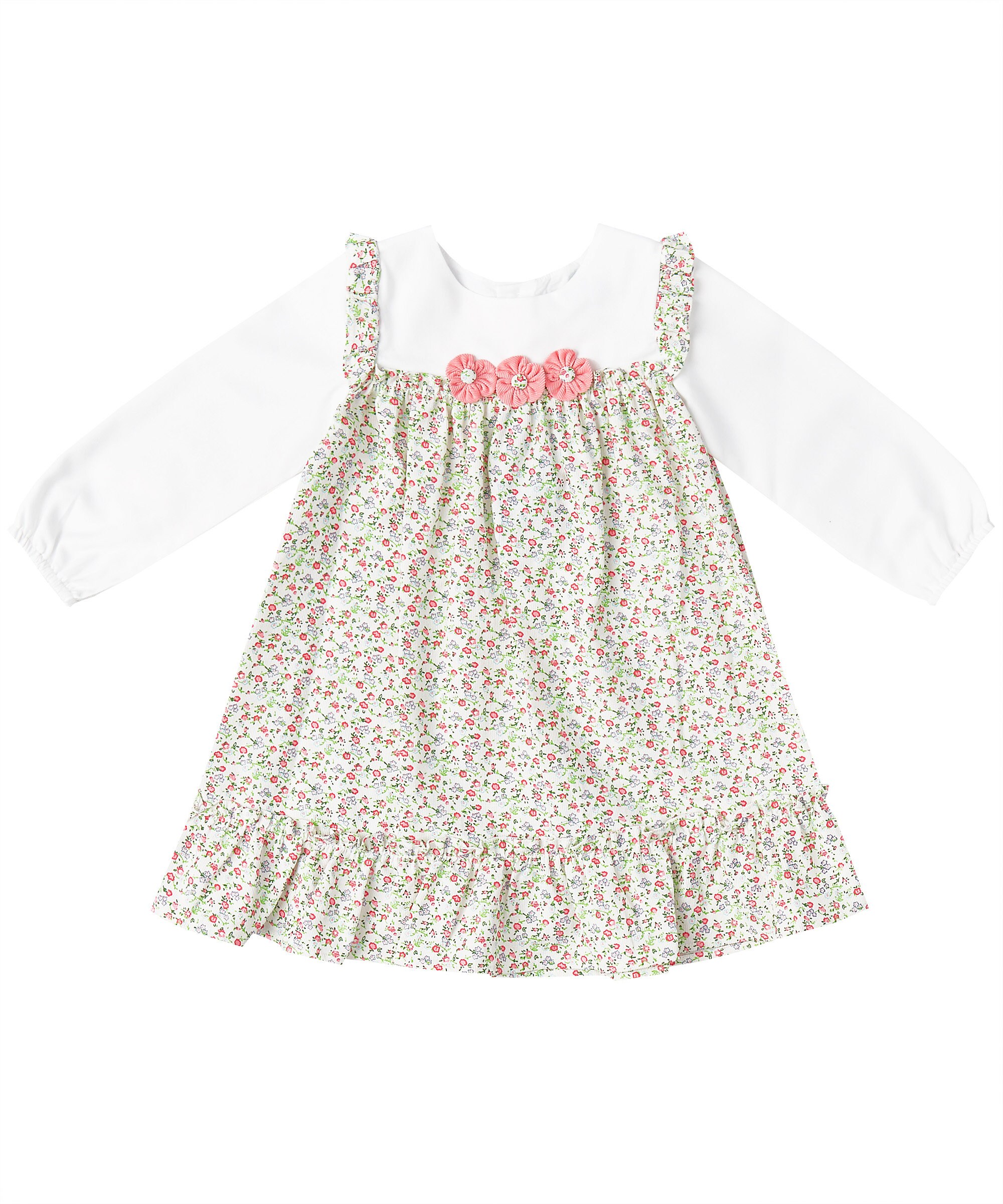 Ruffle Pink Floral Applique Dress - Etsy