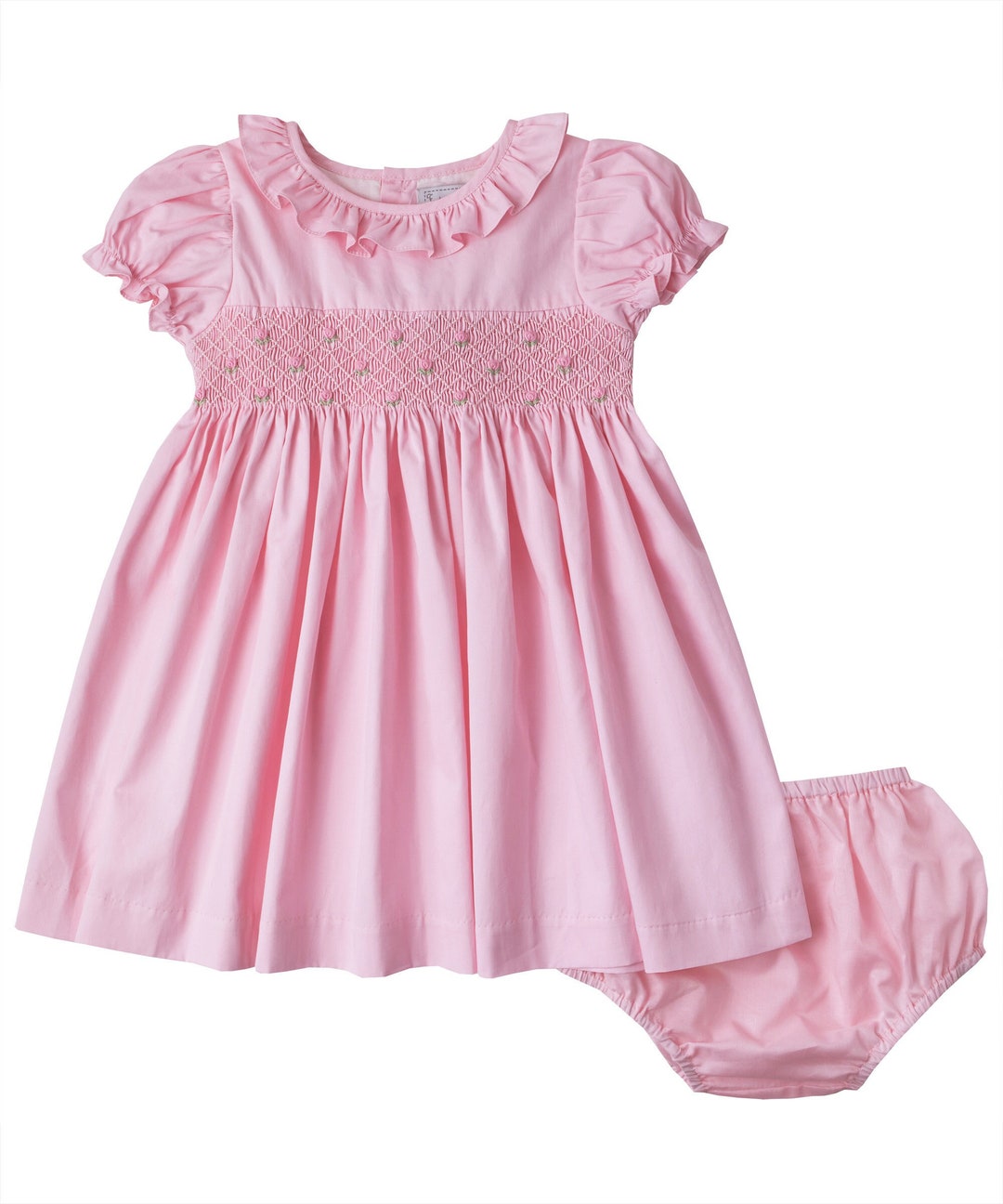 LuLu BeBe Girls Pink Rose Dress with Ruffle Collar - Smocked Harvest Pumpkins main image 0