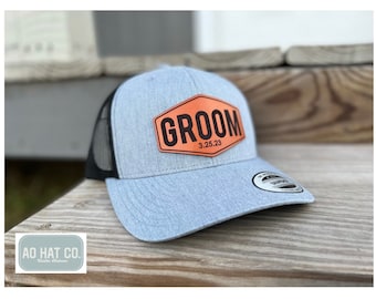 Custom, Leather Patch Hat,  Personalized Hat, Business, Custom Hats, Mens Hats, Custom , Marketing, Groom Hat, Fathers Day, Guys, Wedding,