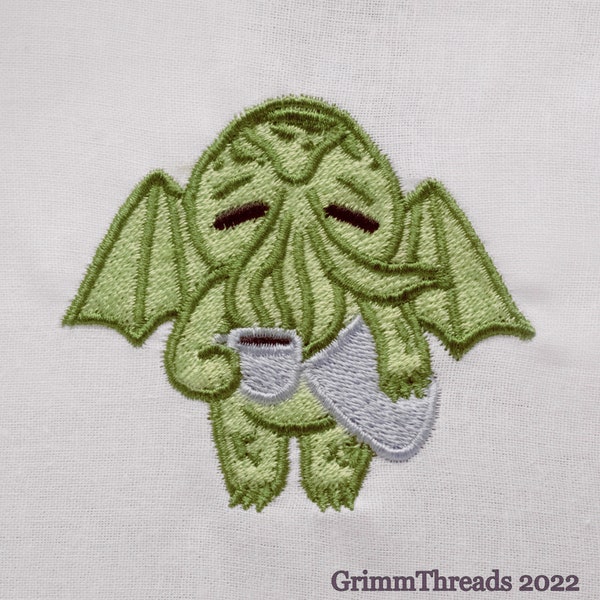 Cthulu Hates Mondays  - Machine Embroidery File Design. 4 x 4 inch hoop