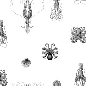 Octopus Wallpaper: Newsprint Style, Removable EcoSmooth Unpasted