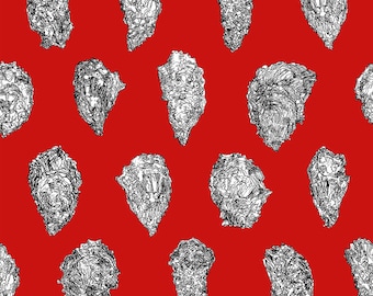 Red Oyster Shells Wallpaper | Removable Wall Decoration
