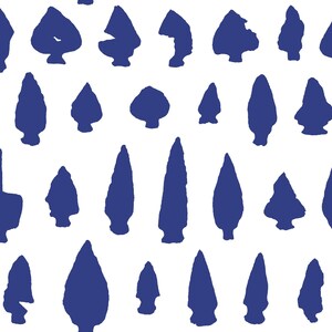 May include: A white background with a repeating pattern of blue arrowheads of various shapes and sizes.