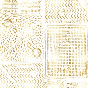 Gold Manhole Cover Wallpaper: Thames Design, Removable, Made in USA