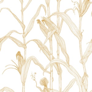 Corn Rows Wallpaper: Harvest Gold, Removable Wall Decor - Made in USA