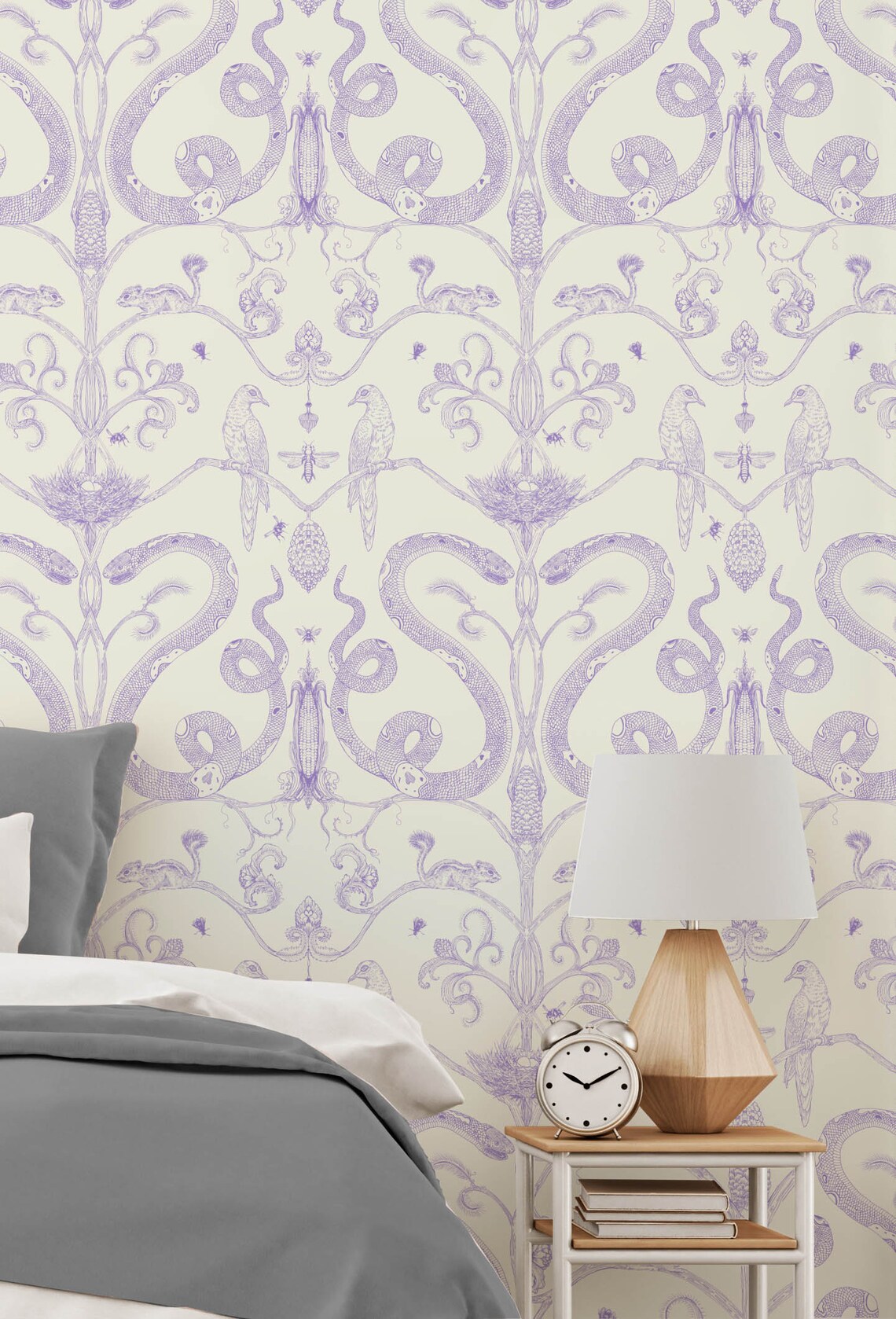 Snake Party Wallpaper Gold on Whiteall Colorsremovable Wall Etsy